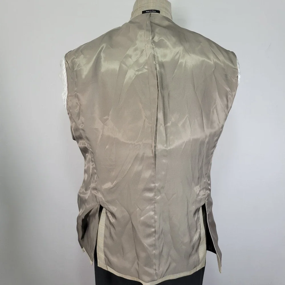 Pronto Uomo Platinum Men's Sport Coat Blazer Two Button Beige Plaid Size 46R‎